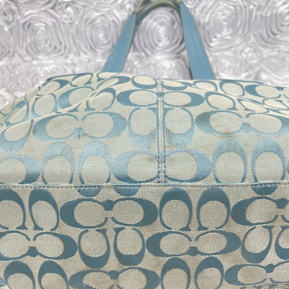 Coach F13742 Lt. Blue Soho Pleated Jacquard Tote, GUC - Picture 6 of 17